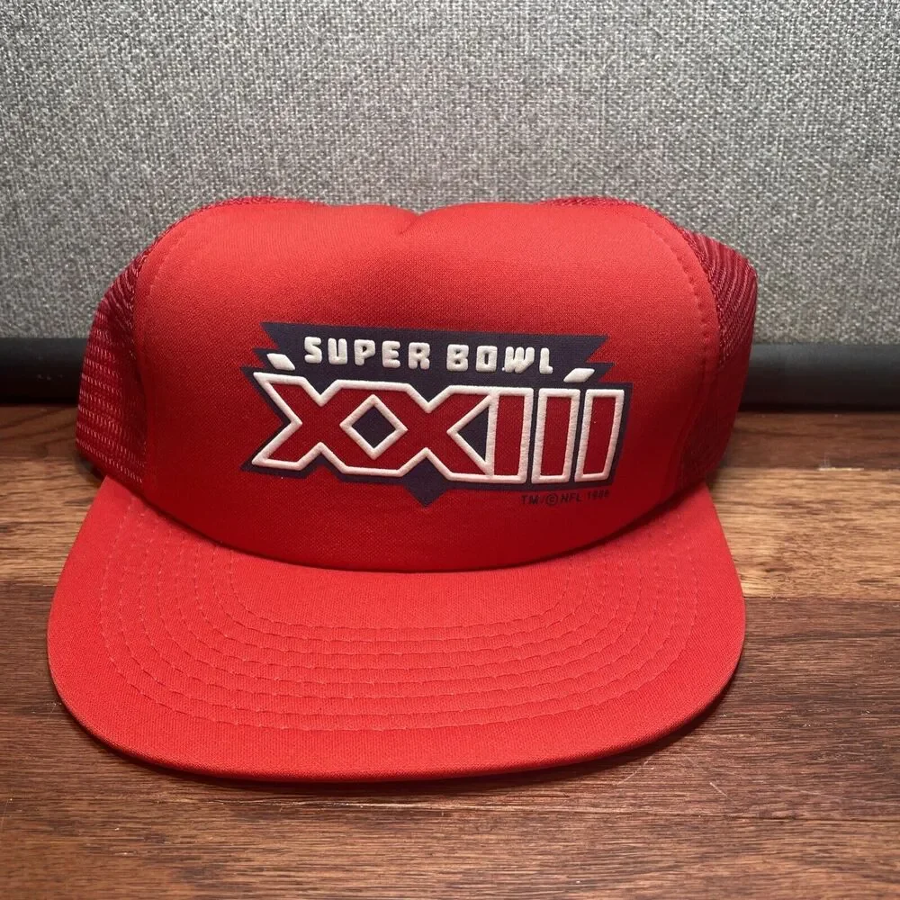 Super Bow Old Stock Vintage XXIII NFL 1988 Winston Red Trucker Mesh Cap ** NEW
